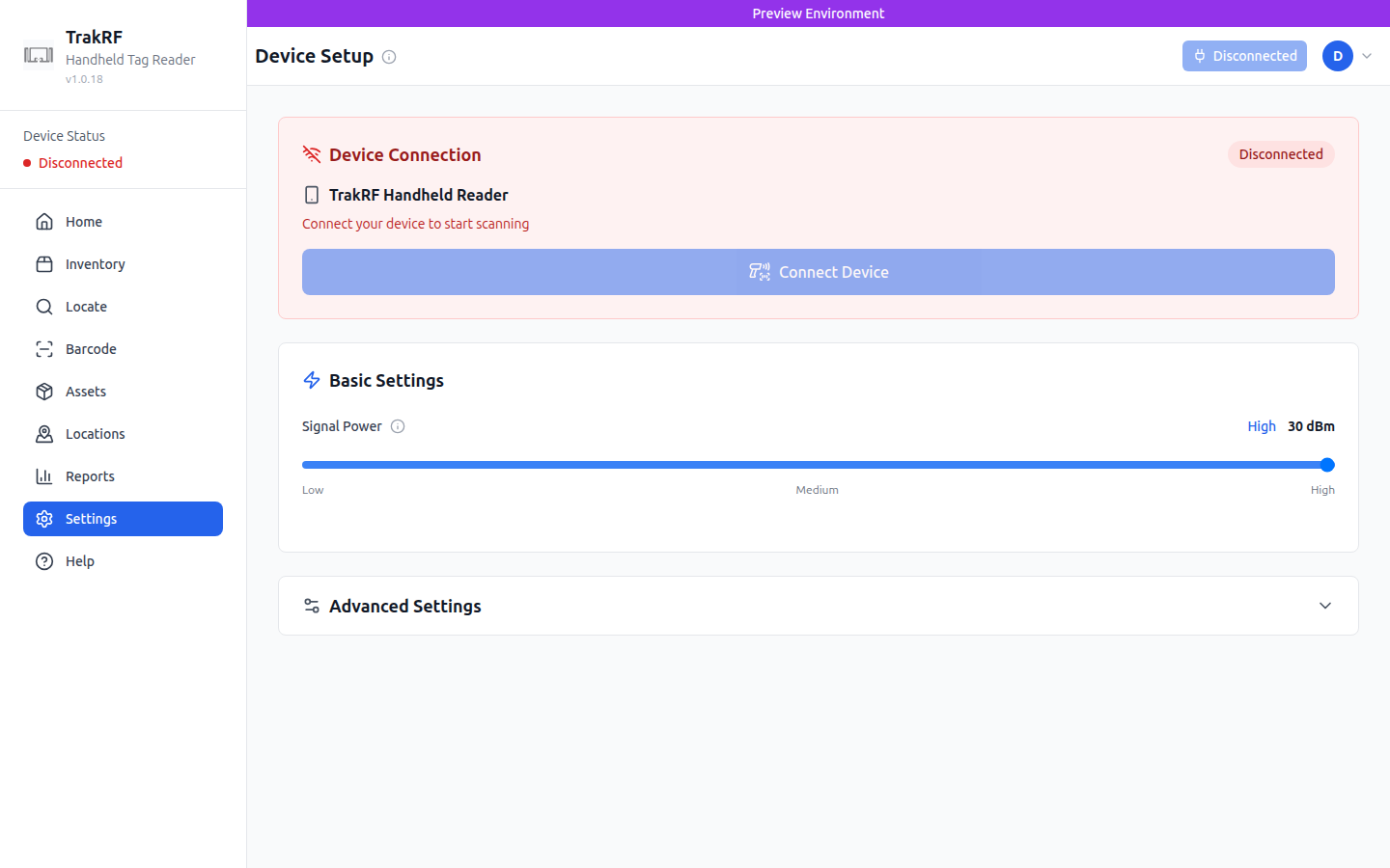 Settings screenshot